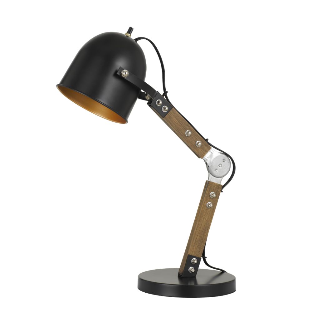 CAL Lighting BO-2757DK 60W Binimi Adjust able Wood/Metal Desk Lamp With Metal Shade