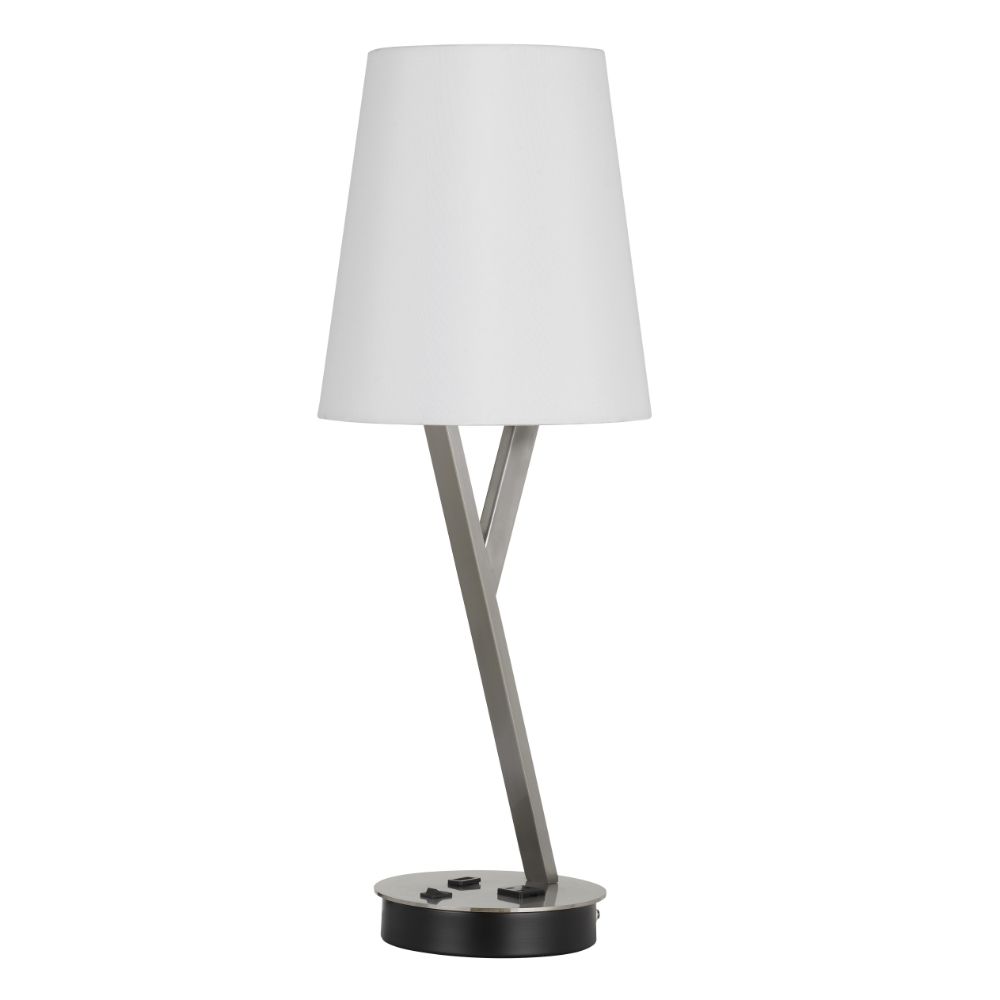 CAL Lighting BO-2760TB-BS 60W Alester Metal Desk Lamp With 1 Electrical Outlet And 1 Usb Port