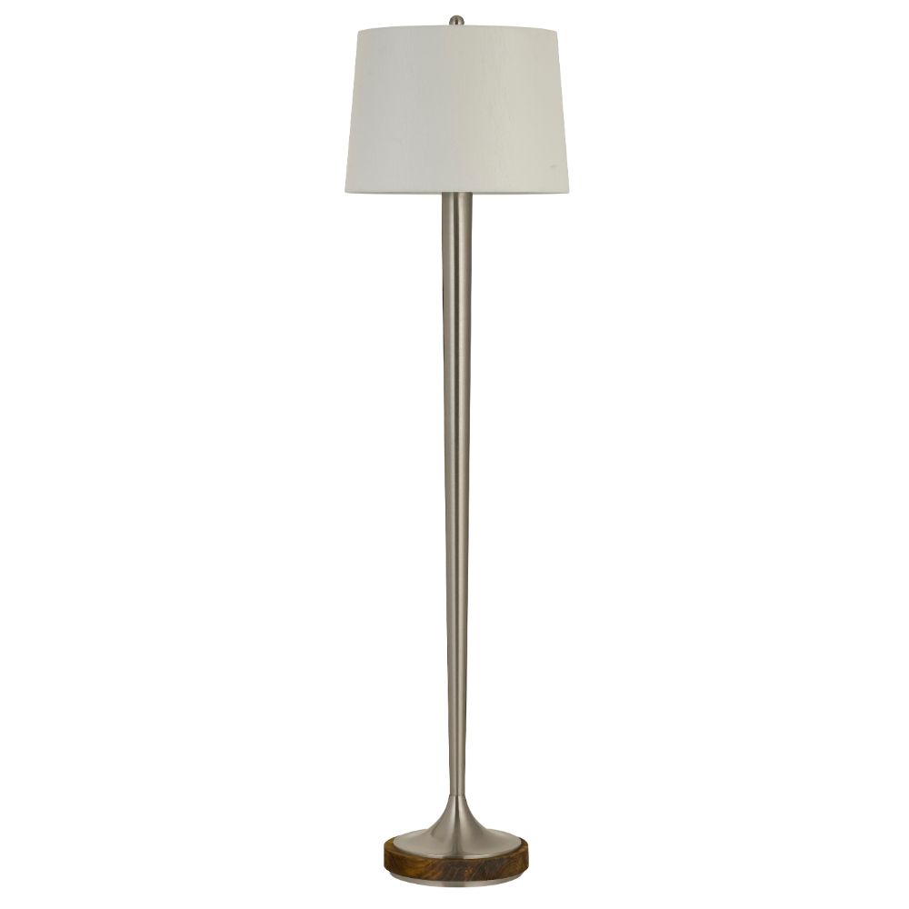 Cal Lighting BO-2778FL Chester 65" Height Metal Floor Lamp in Brushed Steel and Wood Finish