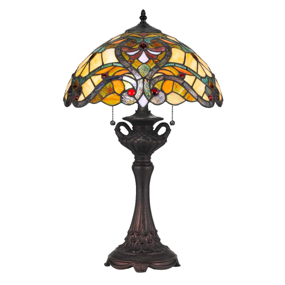 CAL Lighting BO-2796TB 60w X 2 Tiffany Table Lamp