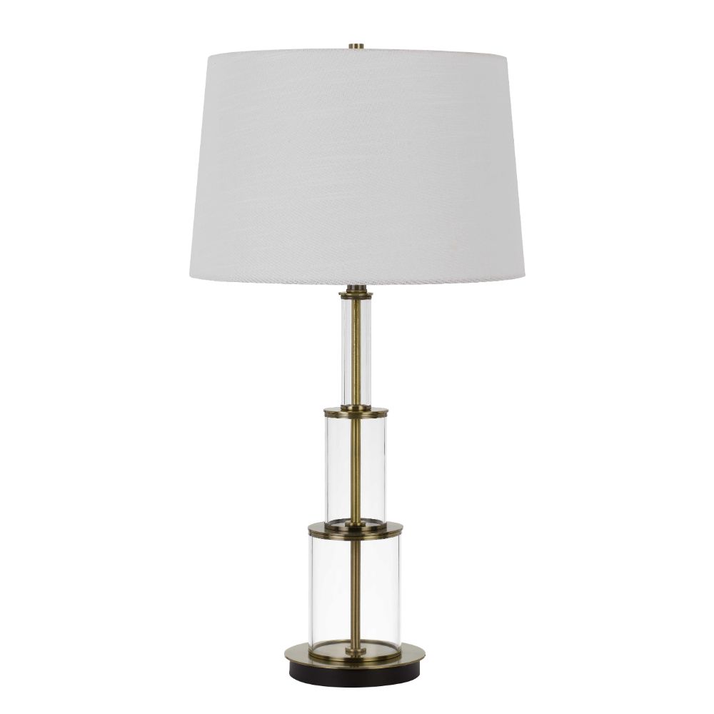 CAL Lighting BO-2853TB Brest 150w 3 Way Glass Table Lamp in Antique Brass