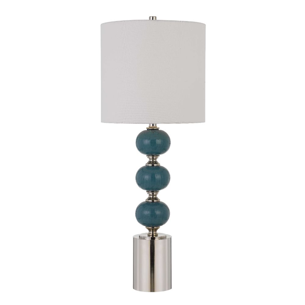 CAL Lighting BO-2865TB-2 Malaga 150w 3 Way Ceramic Table Lamps (sold And Priced As Pairs) in Slate Blue/chrome