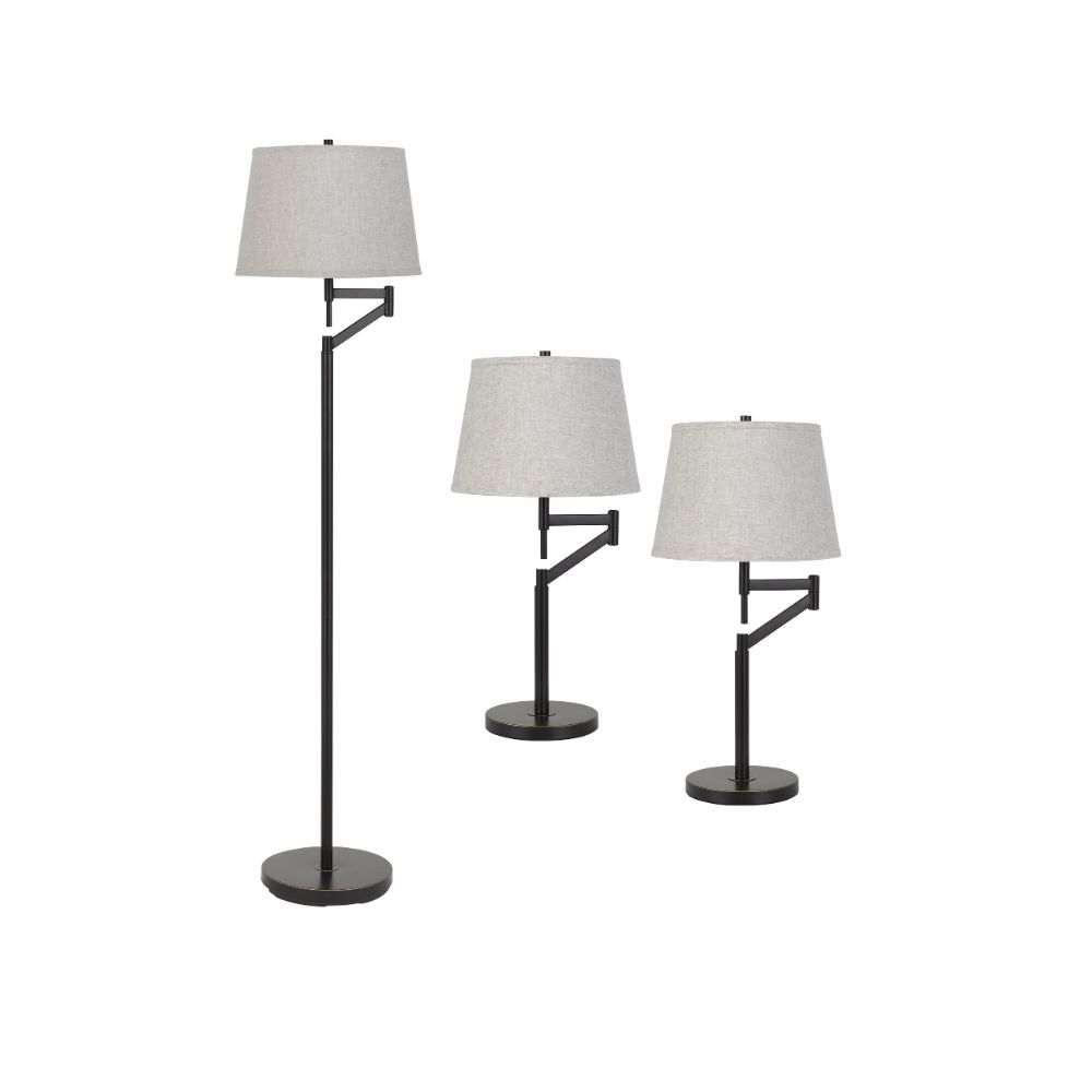 CAL Lighting BO-2874-3-DB 3 Pcs Package, 2 X Swing Arm Table Lamp And 1x Swing Arm Floor Lamp All In One Box
