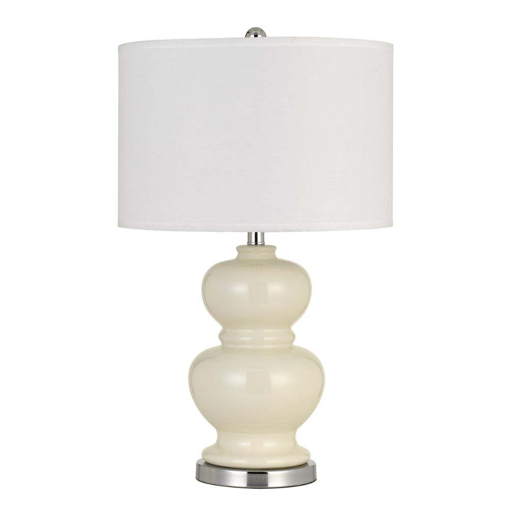 CAL Lighting BO-2884TB-2-WHT Bergamo Ceramic Table Lamp With Hardback White Fabric Shade (sold And Priced As Pairs)