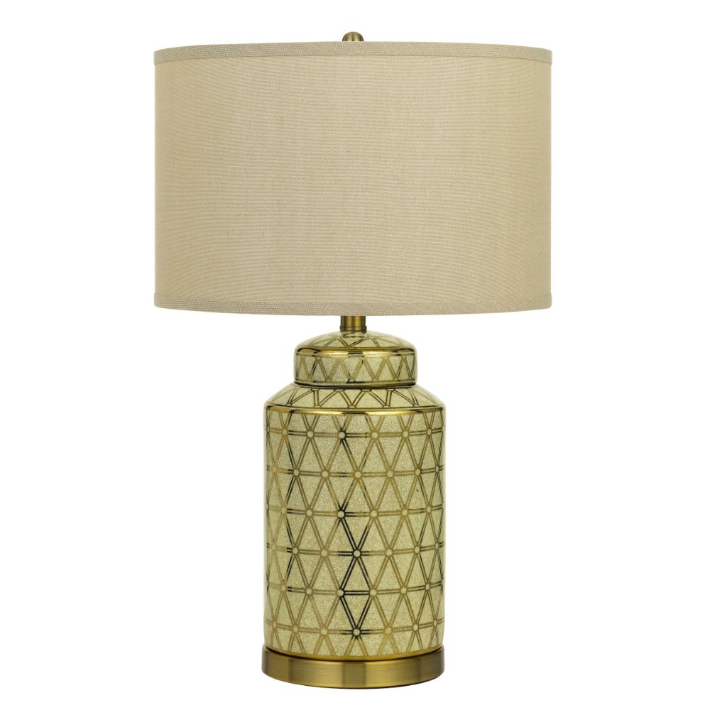 CAL Lighting BO-2885TB-2 Barletta Ceramic Table Lamp With Hardback Fabric Shade (sold And Priced As Pairs)