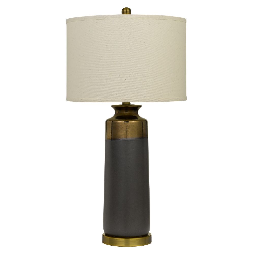 CAL Lighting BO-2886TB Lecce Copper Glazed Ceramic Table Lamp With Hardback Fabric Shade