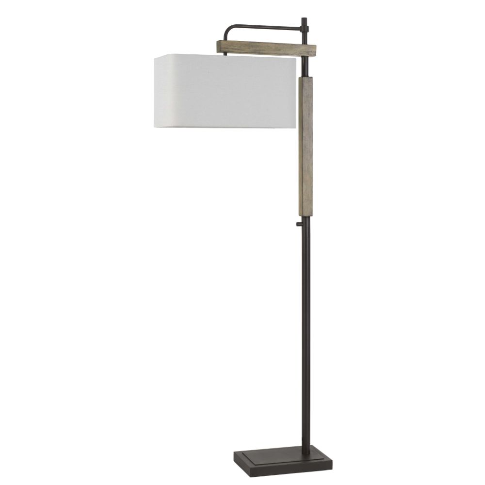 CAL Lighting BO-2889FL Alloa Metal/wood Floor Lamp With Rectangular Linen Shade