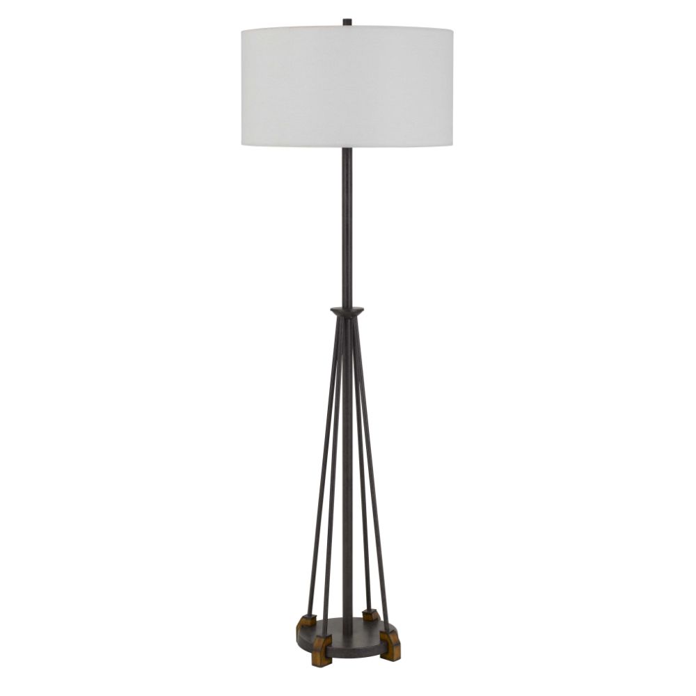 CAL Lighting BO-2895FL Bellewood Metal/wood Floor Lamp With Fabric Drum Shade