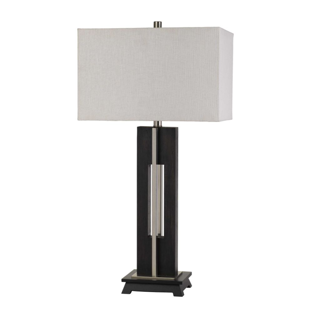 CAL Lighting BO-2896TB Glenview Metal/wood Table Lamp With Rectangular Fabric Shade