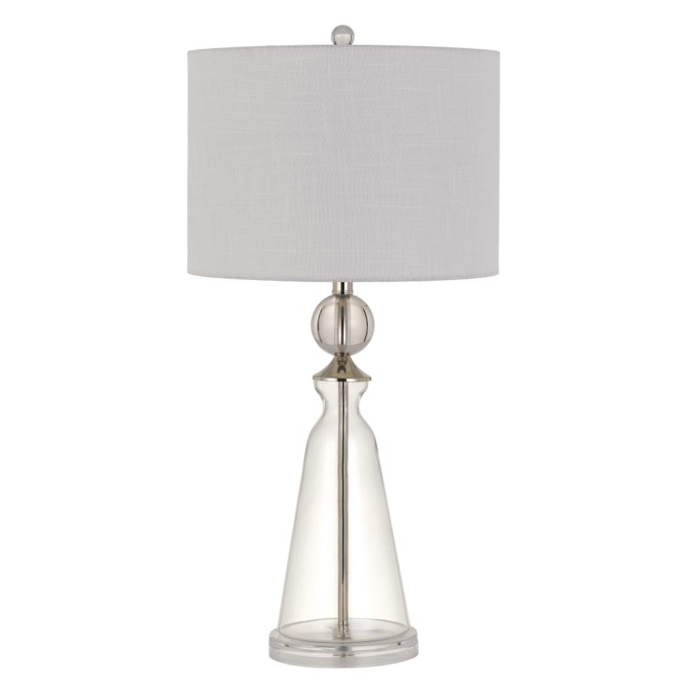 CAL Lighting BO-2898TB-2 Kingsley Glass Table Lamp With Fabric Drum Shade