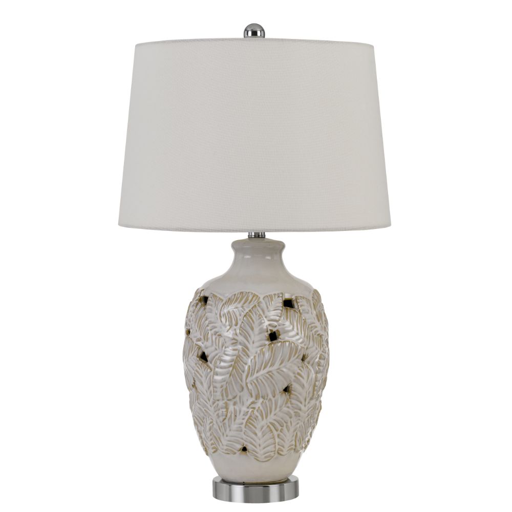 Cal Lighting BO-2915TB 28" Height Leland Ceramic Table Lamp in Ivory/Gold