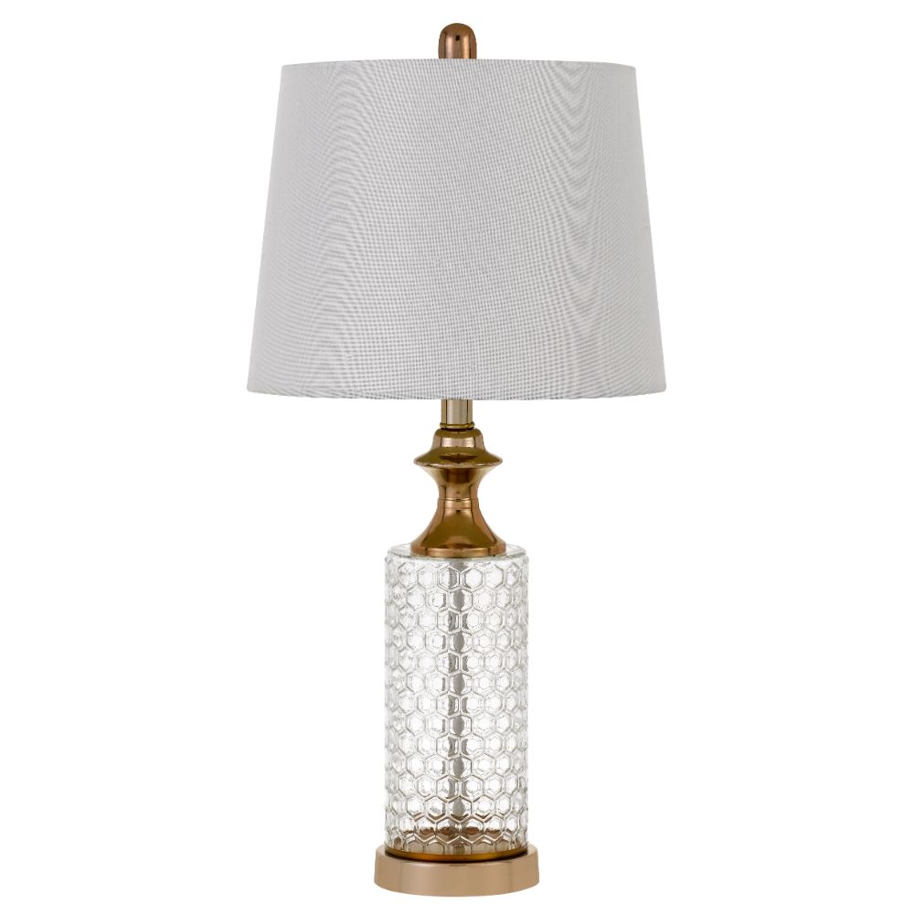Cal Lighting BO-2959TB-2 26.5" Height Glass Table Lamp in Clear/Copper