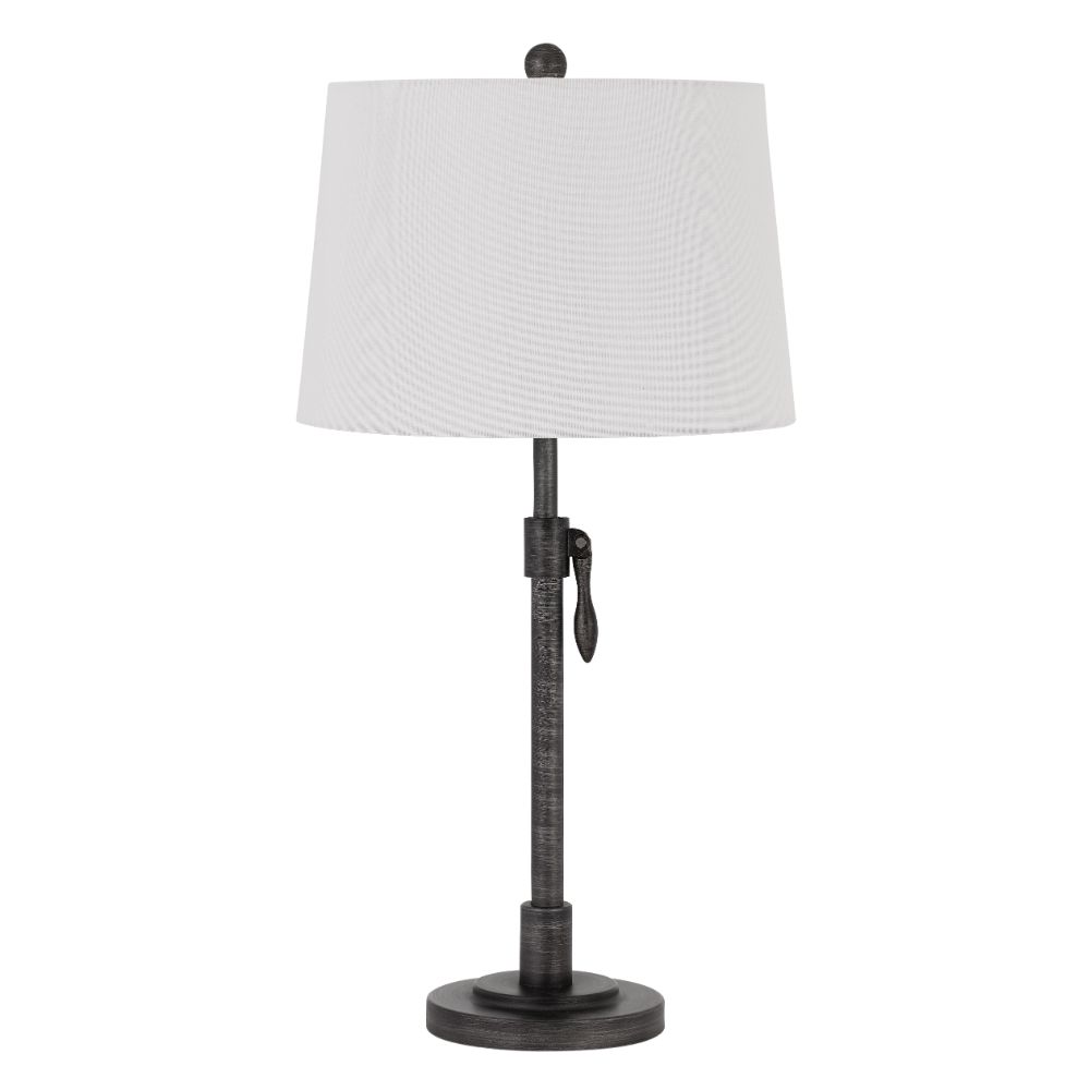 CAL Lighting BO-2979TB 150W 3 way Riverwood adjustable metal table lamp with hardback taper fabric drum shade in Antique Silver