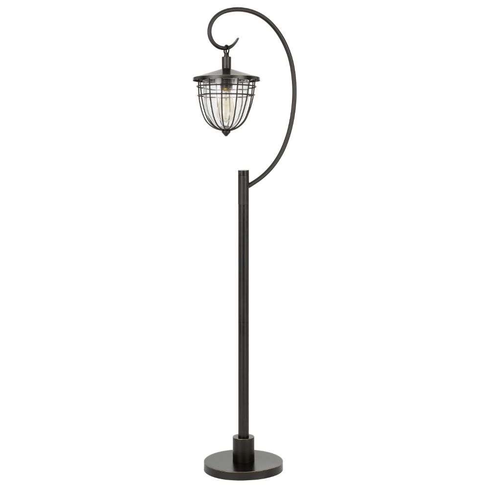 CAL Lighting BO-2993FL 60W Alma metal/glass downbridge lantern style floor lamp (Edison bulb included) in Dark Bronze