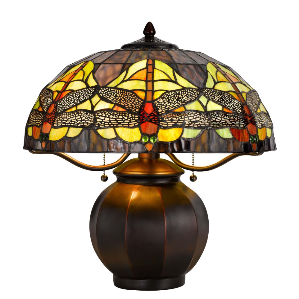 Cal Lighting BO-3012TB Dark Bronze Metal Lamp Body with Dome Tiffany Shade