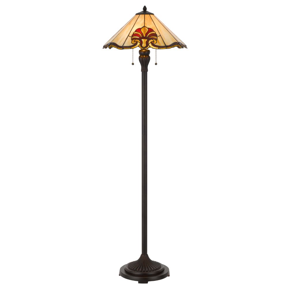 Cal Lighting BO-3015FL Dark Bronze Resin Lamp with Glass Tiffany Shade