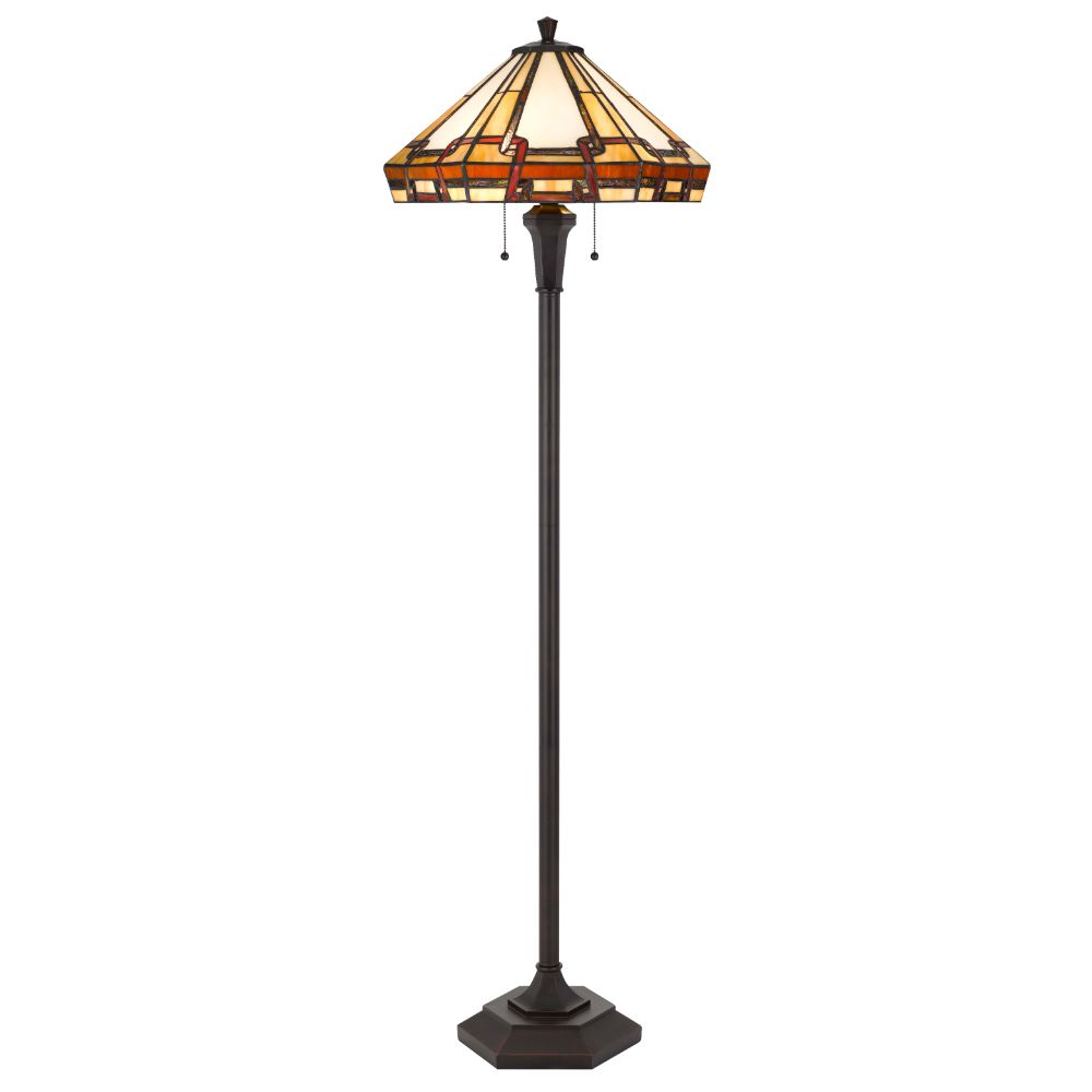 Cal Lighting BO-3016FL Dark Metal and Resin Floor Lamp with Glass Tiffany Shade