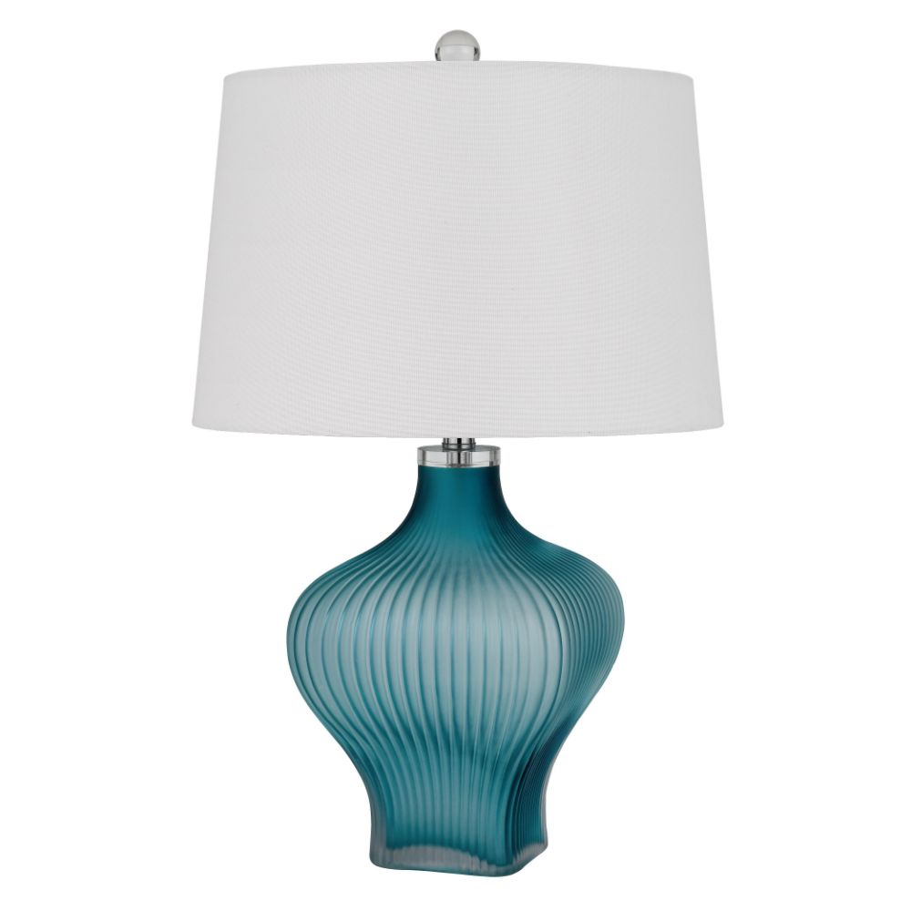 Cal Lighting BO-3060TB 150w 3 Way Payson Fluted Art Glass Table Lamp  in Aqua 