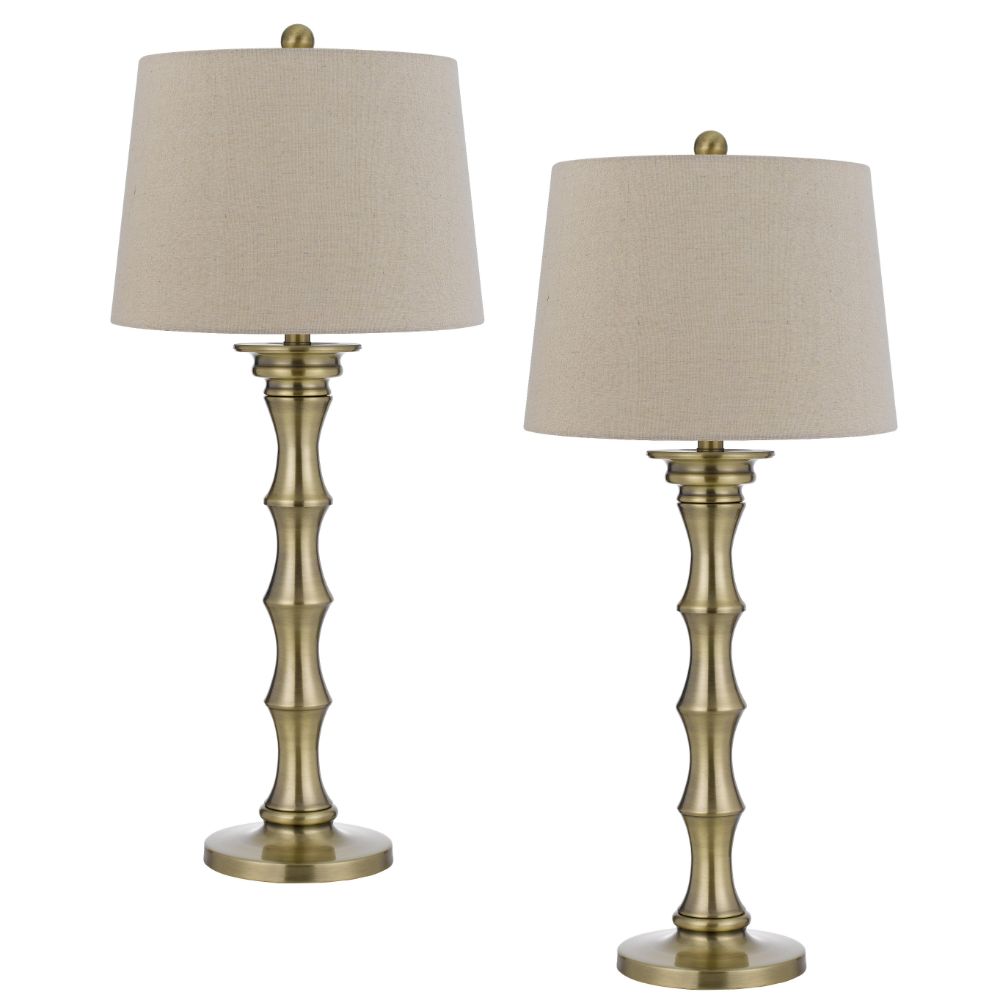 Cal Lighting BO-3066TB-2-AB 150w 3 Way Rockland Metal Table Lamp, Priced And Sold As Pairs  in Antique Brass