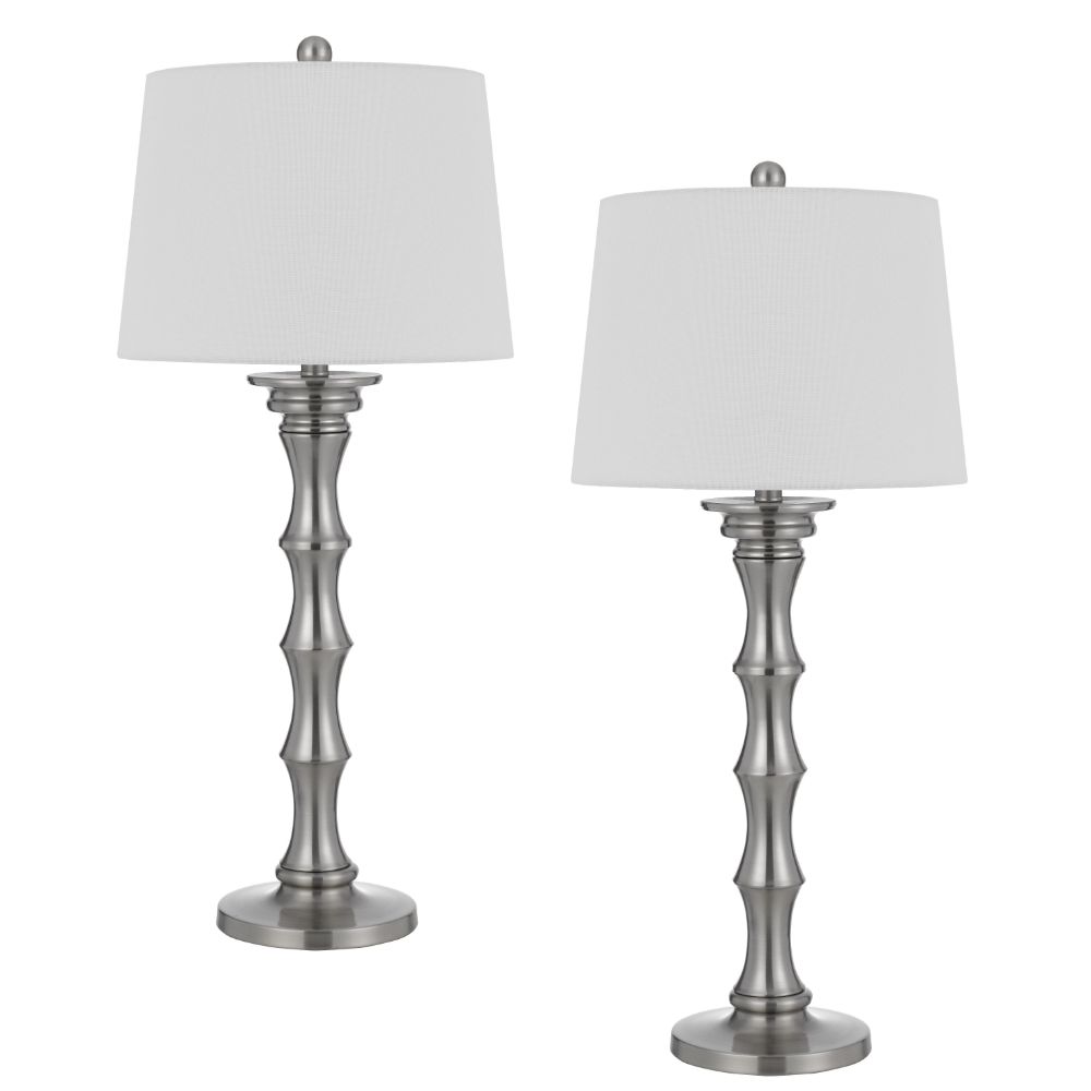 Cal Lighting BO-3066TB-2-BS 150w 3 Way Rockland Metal Table Lamp, Priced And Sold As Pairs  in Brushed Steel