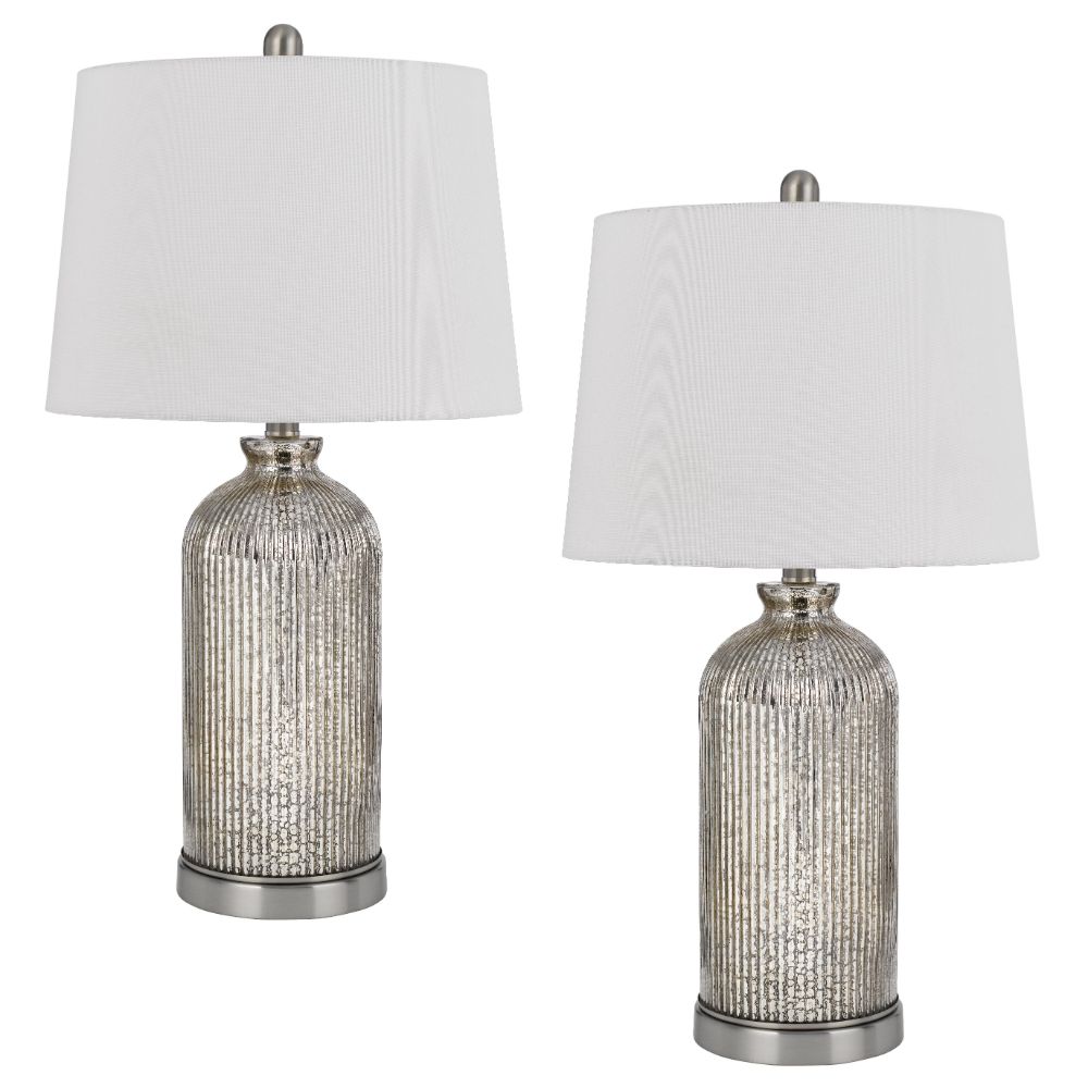 Cal Lighting BO-3067TB-2 150w 3 Way Towson Glass Table Lamp, Priced And Sold As Pairs in Antique mirror 