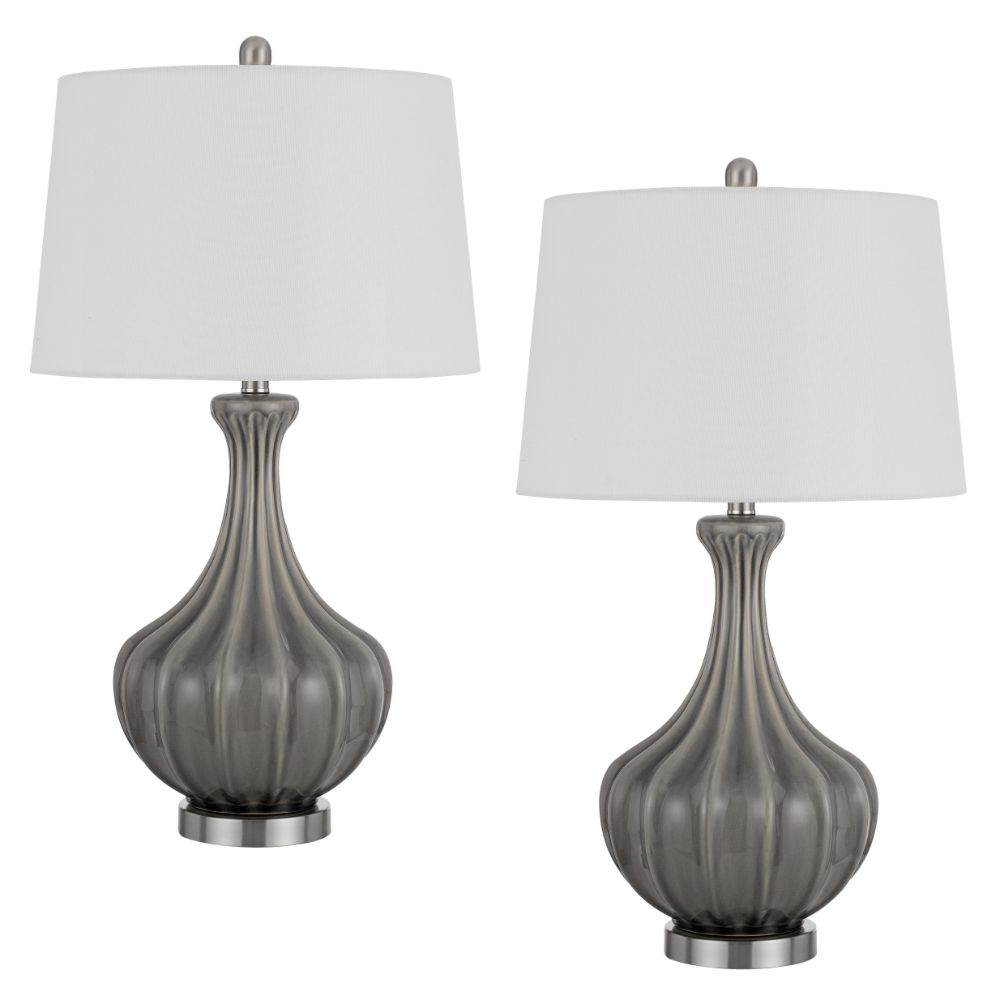 Cal Lighting BO-3068TB-2 150w 3 Way Duxbury Ceramic Table Lamp, Priced And Sold As Pairs  in Slate Grey