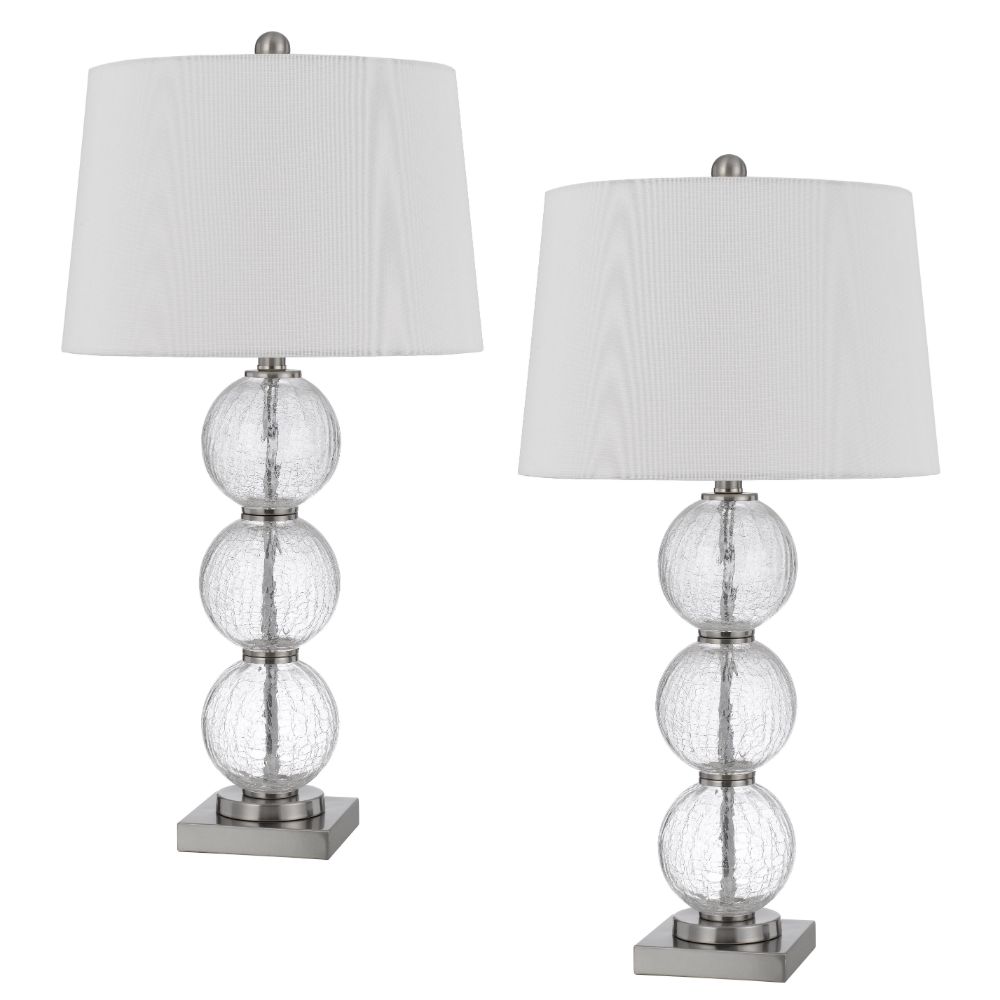 Cal Lighting BO-3069TB-2 150w 3 Way Crosset Crackle Glass Table Lamp, Priced And Sold As Pairs in Glass 