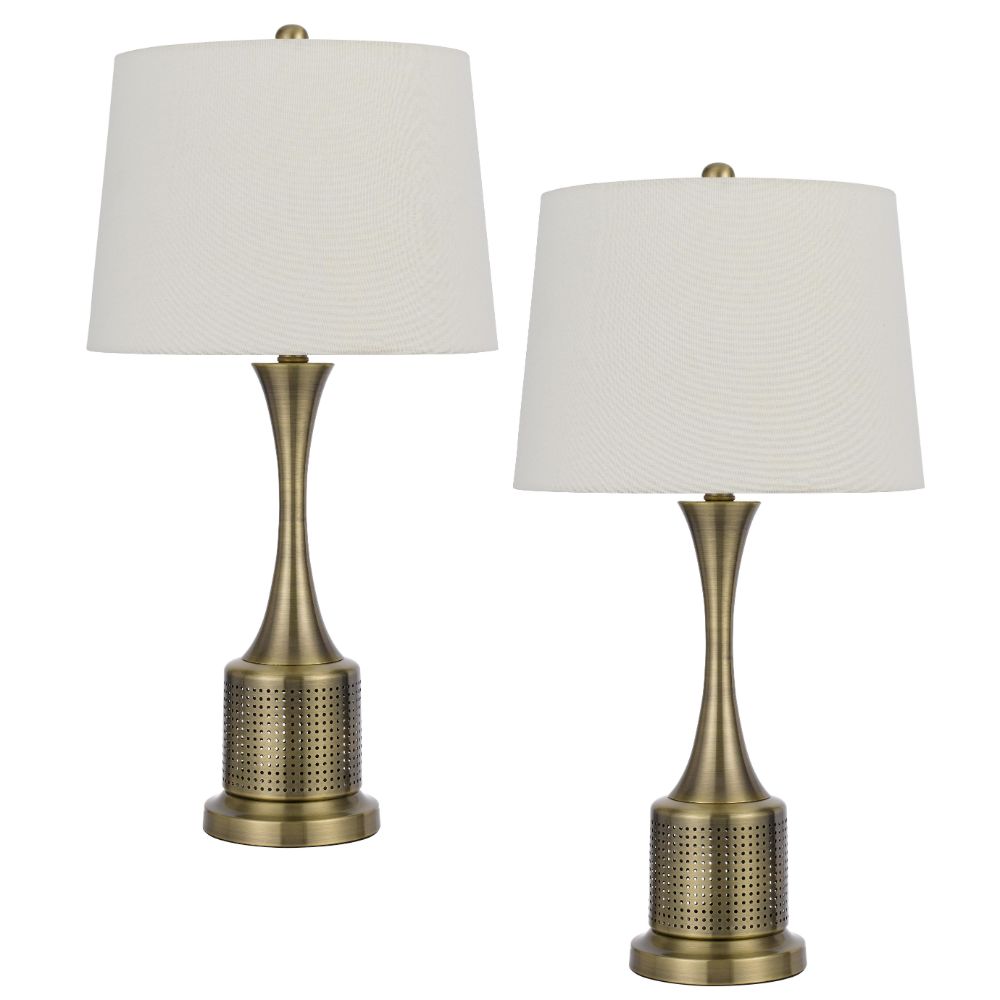 Cal Lighting BO-3071TB-2 100w Toccoa Metal Table Lamp. Priced And Sold As Pairs in Antique Brass