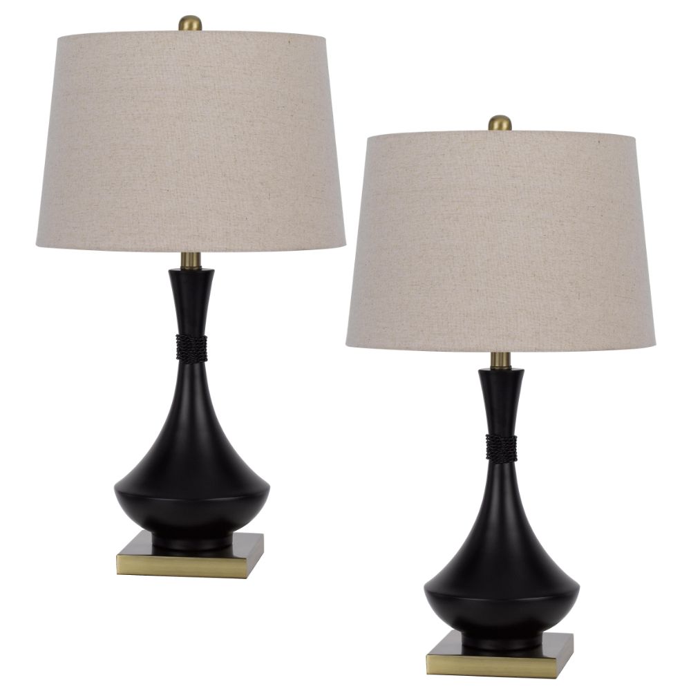 Cal Lighting BO-3072TB-2 100w Hilo Metal Table Lamp. Priced And Sold As Pairs in Black/Antique Brass