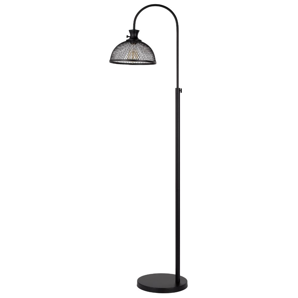 Cal Lighting BO-3074FL 60w Lewiston Metal Downbridge Adjustable Floor Lamp With Mesh Shade in Black