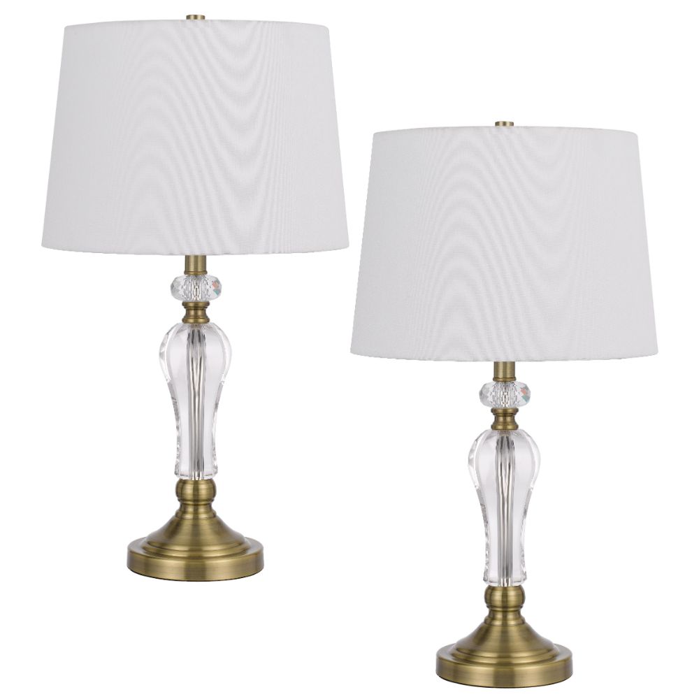 Cal Lighting BO-3078TB-2 100w Eastham Crystal Table Lamp  in Antique Brass