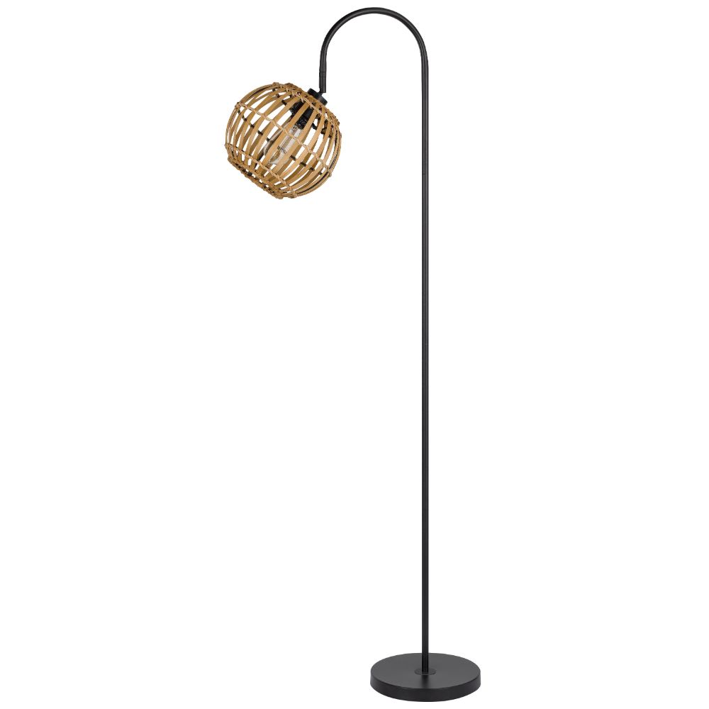 Cal Lighting BO-3079FL 60w Worcrest Downbridge Metal Floor Lamp With Bamboo Shade  in Black 