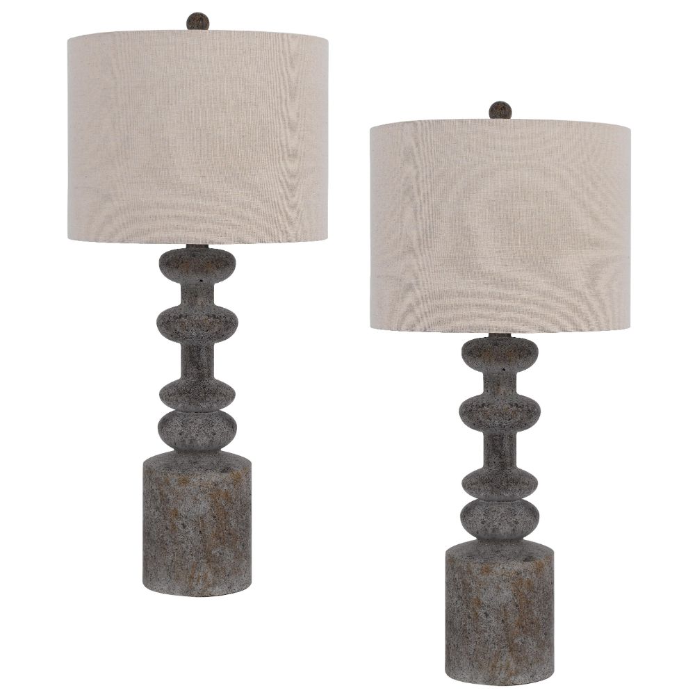 Cal Lighting BO-3080TB-2 150w 3 Way Blackfoot Resin Table Lamp. Priced And Sold As Pairs in Pebble 
