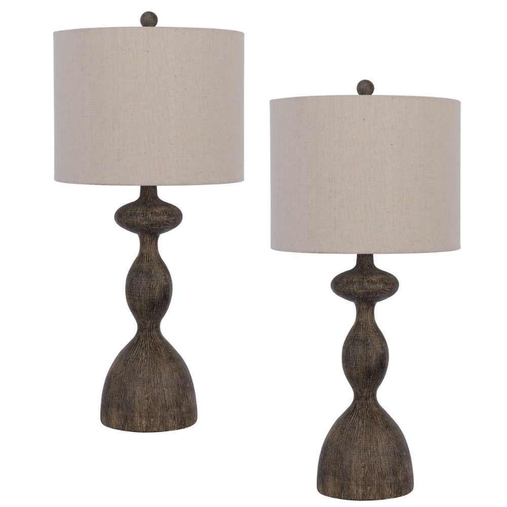 Cal Lighting BO-3081TB-2 150w 3 Way Nampa Resin Table Lamp. Priced And Sold As Pairs.  in Distressed wood 