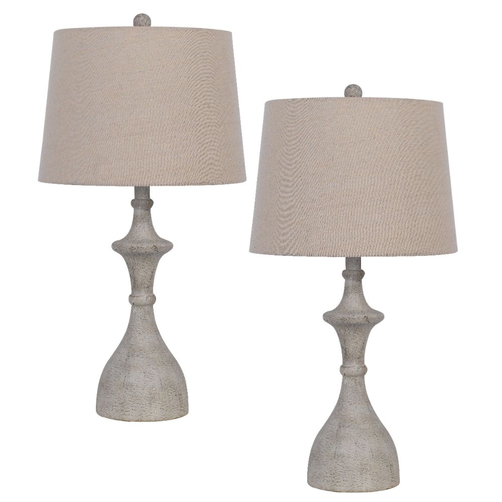 Cal Lighting BO-3082TB-2 150w 3 Way Acoma Resin Table Lamp. Priced And Sold As Pairs.  in White Washed