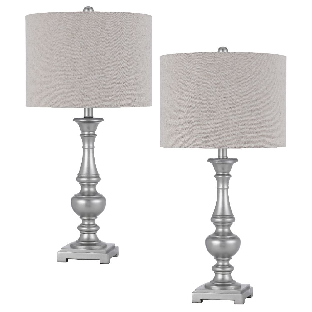 Cal Lighting BO-3095TB-2 100W Nampa resin table lamp with hardback drum fabric shade (sold as pairs)
