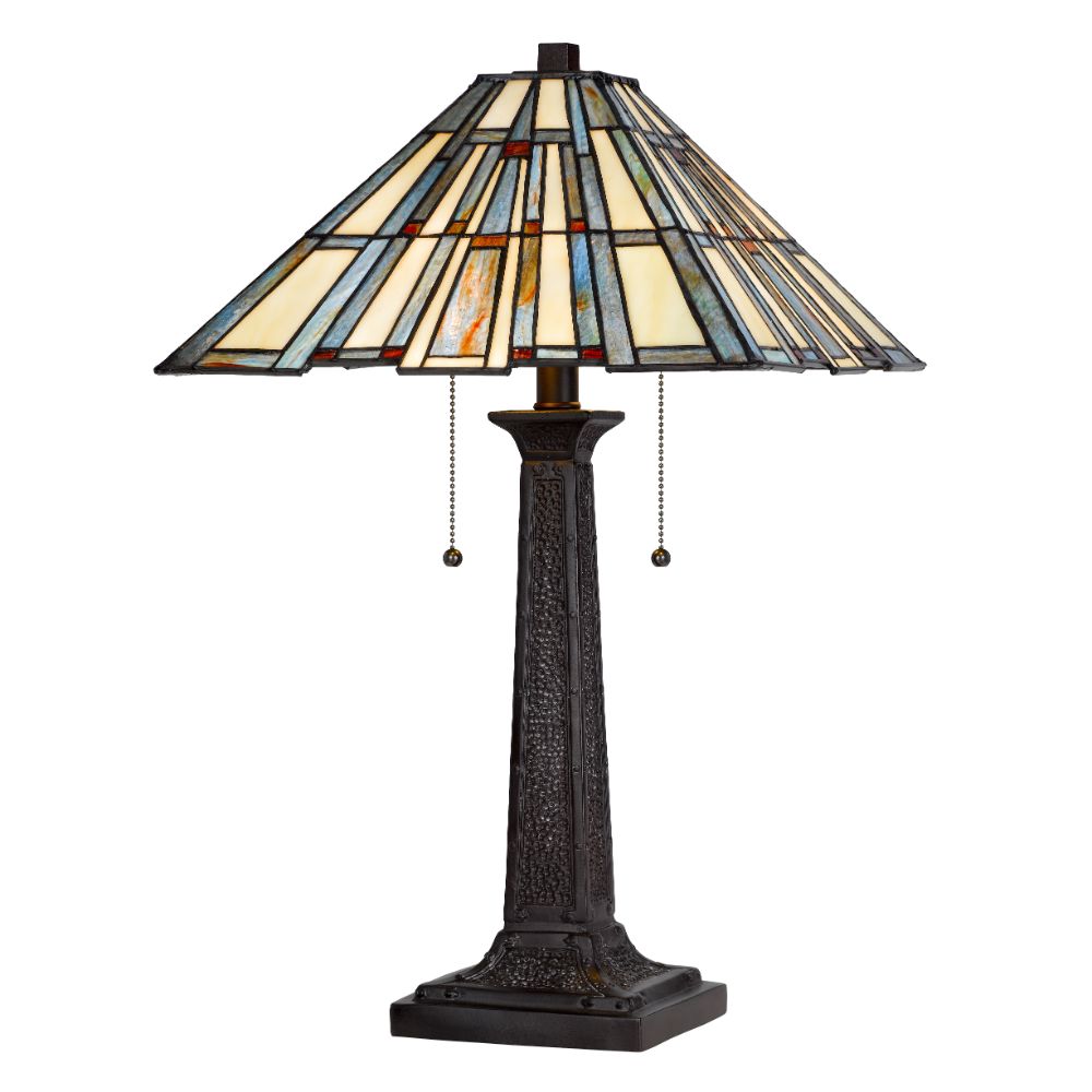 Cal Lighting BO-3100TB 60W x 2 metal/resin Tiffany table lamp 