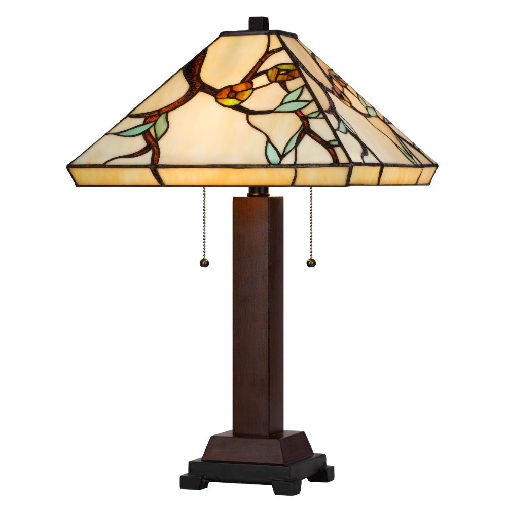 Cal Lighting BO-3101TB 60W x 2 metal/resin Tiffany table lamp 