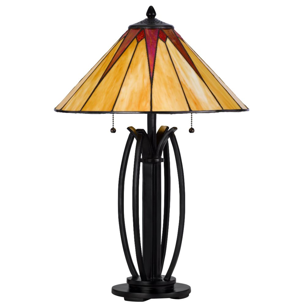 Cal Lighting BO-3105TB 60W x 2 metal/resin Tiffany table lamp 