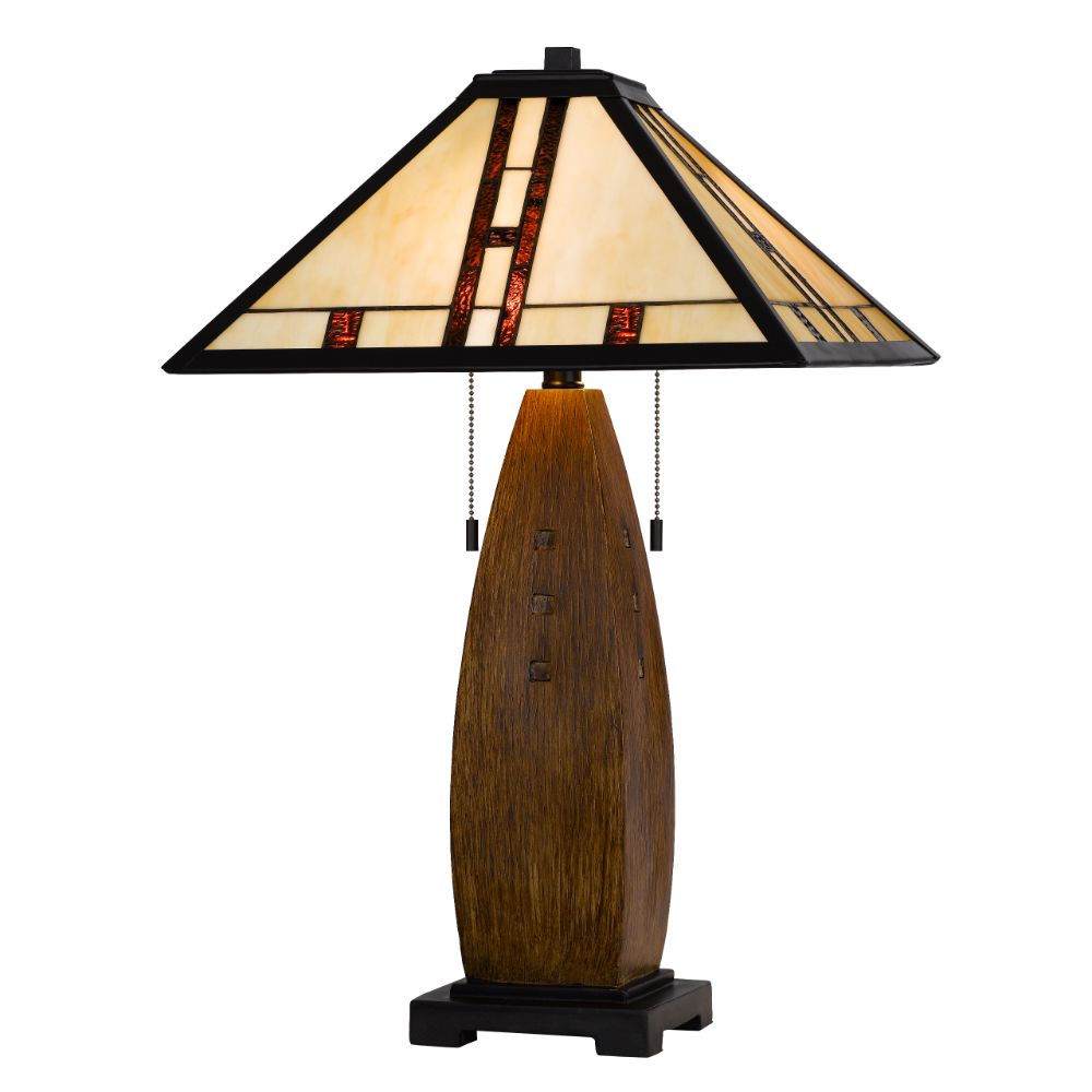 Cal Lighting BO-3106TB 60W x 2 metal/resin Tiffany table lamp 