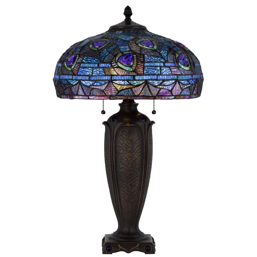 Cal Lighting BO-3107TB 60W x 2 metal/resin Tiffany table lamp 