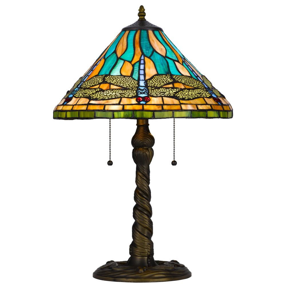 Cal Lighting BO-3108TB 60W x 2 metal/resin Tiffany table lamp 