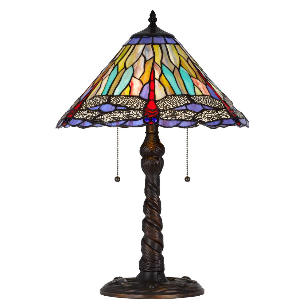 Cal Lighting BO-3109TB 60W x 2 metal/resin Tiffany table lamp 