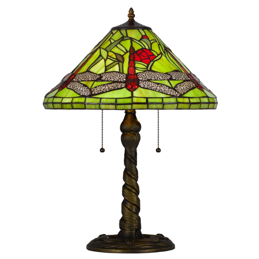 Cal Lighting BO-3110TB 60W x 2 metal/resin Tiffany table lamp 