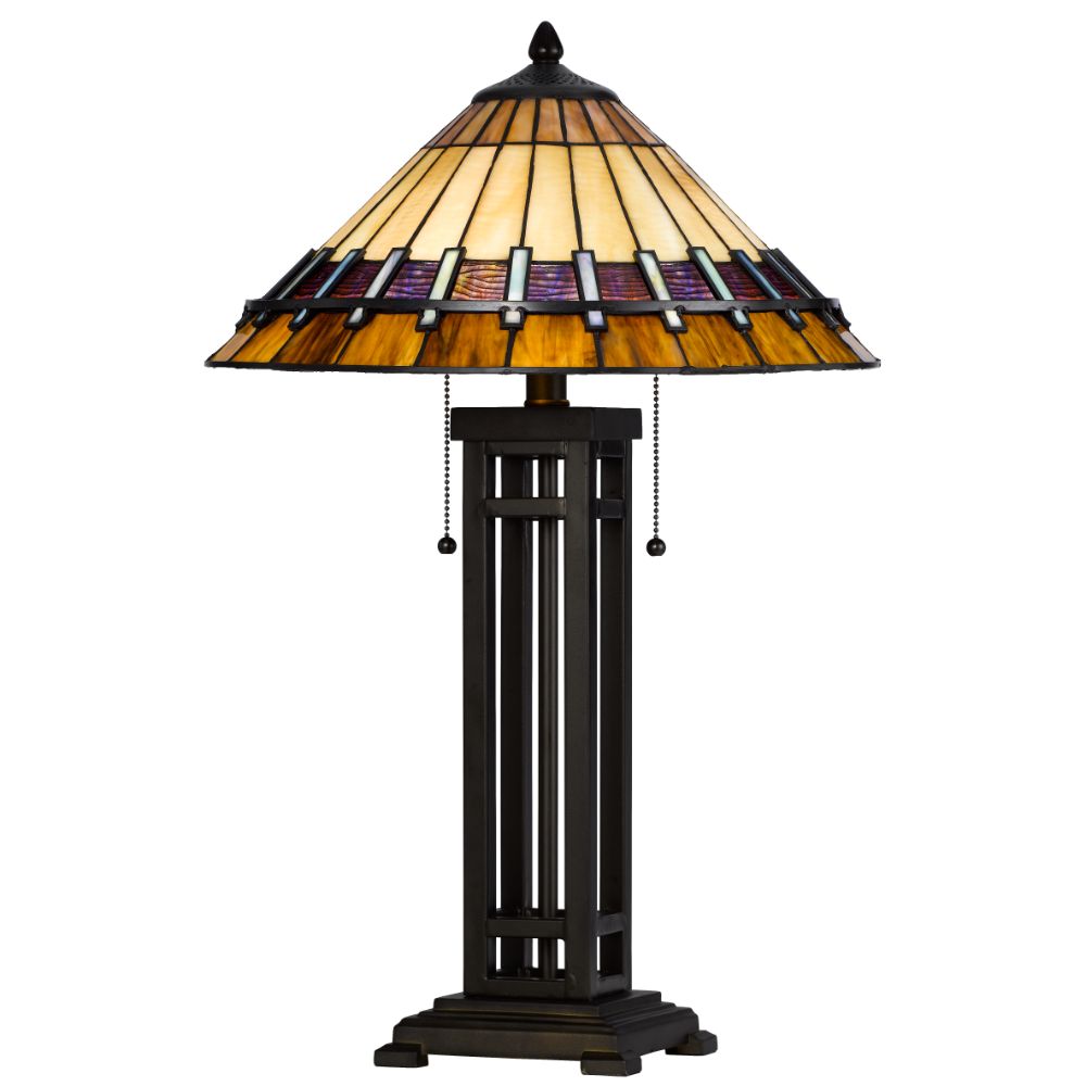 Cal Lighting BO-3111TB 60W x 2 metal/resin Tiffany table lamp 