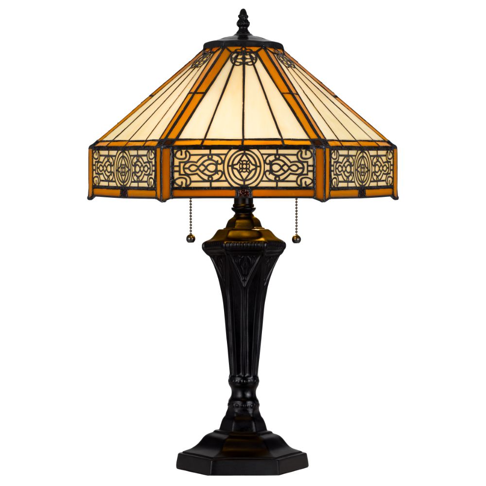 Cal Lighting BO-3112TB 60W x 2 metal/resin Tiffany table lamp 