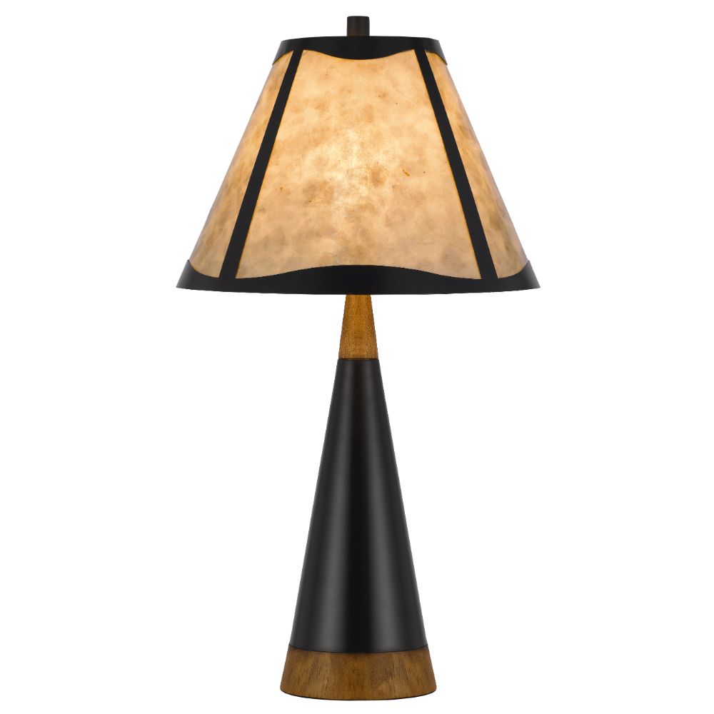 Cal Lighting BO-3123TB 150W 3 way Clemente metal/rubber wood mica table lamp 