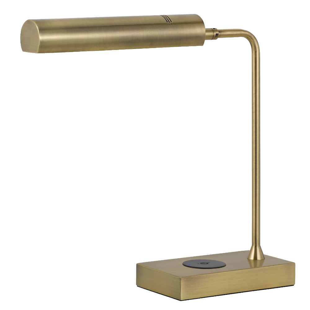 Cal Lighting BO-3133TB-AB Delray 12W intergrated LED metal desk lamp with wireless charging port