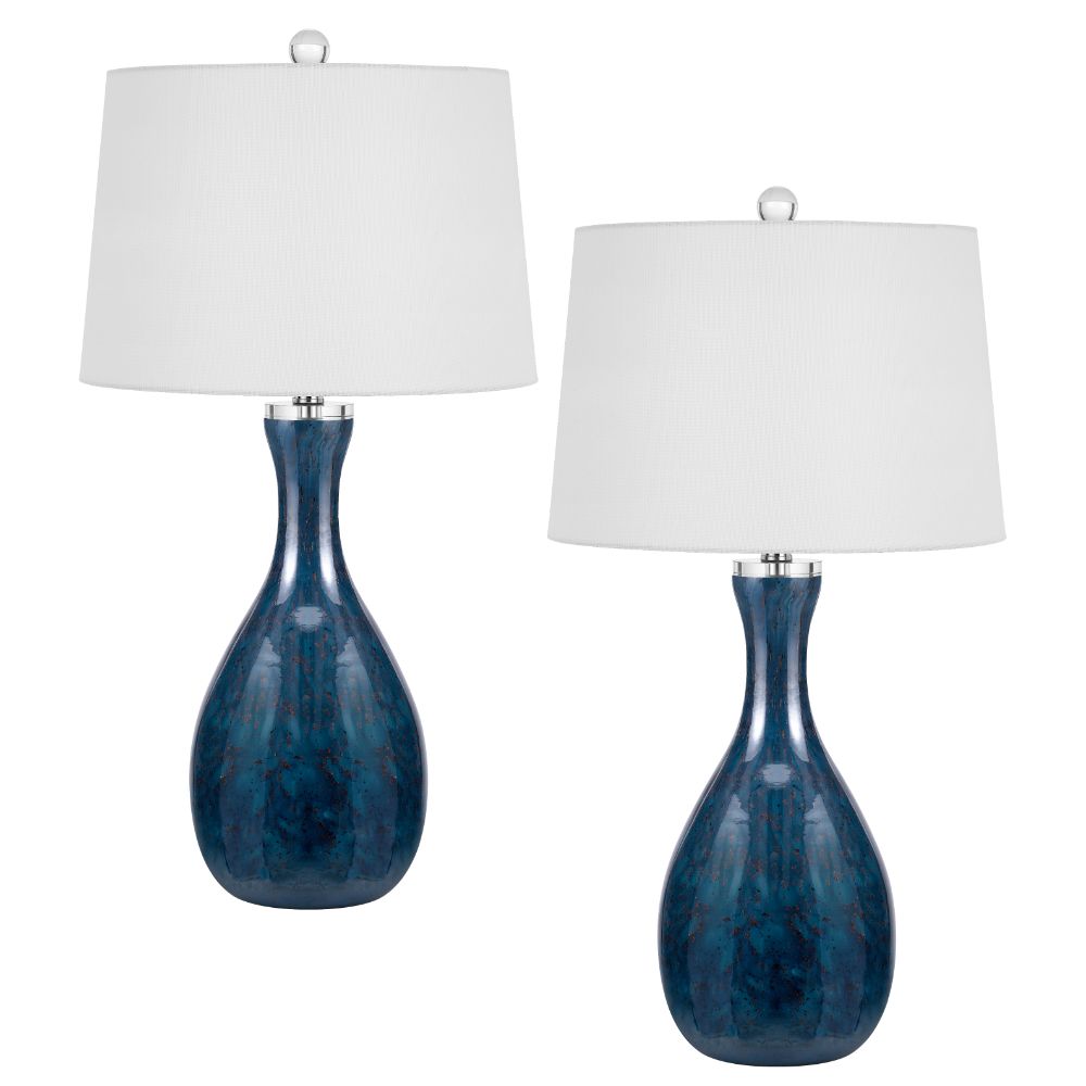 Cal Lighting BO-3143TB-2 Limburg 28.5" Height Deep Blue Glass Table Lamp
