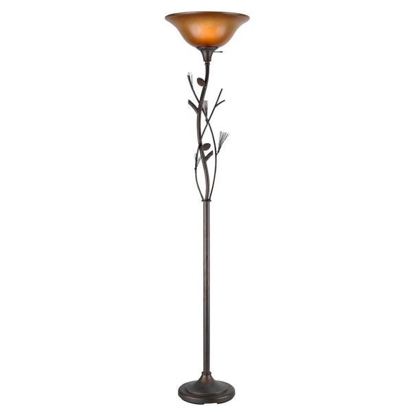 CAL Lighting BO-961TR 150W 3 Way Pinecone Torchiere With Glass Shade